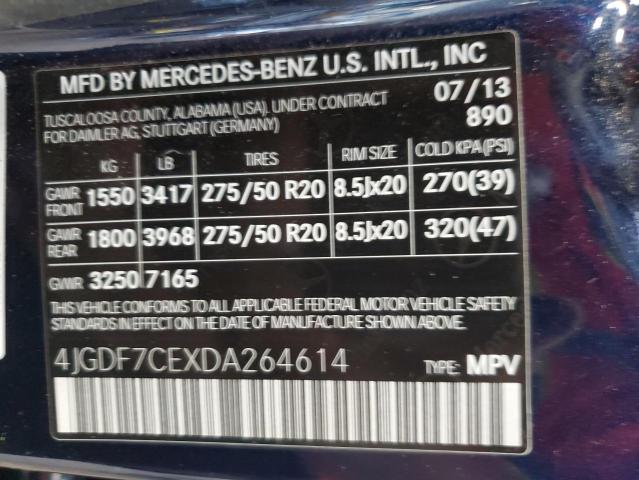 4JGDF7CEXDA264614 - 2013 MERCEDES-BENZ GL 450 4MATIC BLUE photo 13