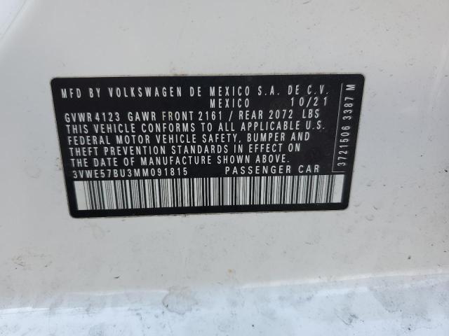 3VWE57BU3MM091815 - 2021 VOLKSWAGEN JETTA SEL WHITE photo 12