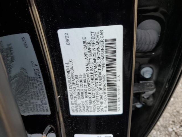 1HGCV1F36NA076752 - 2022 HONDA ACCORD SPORT Қара фото 12