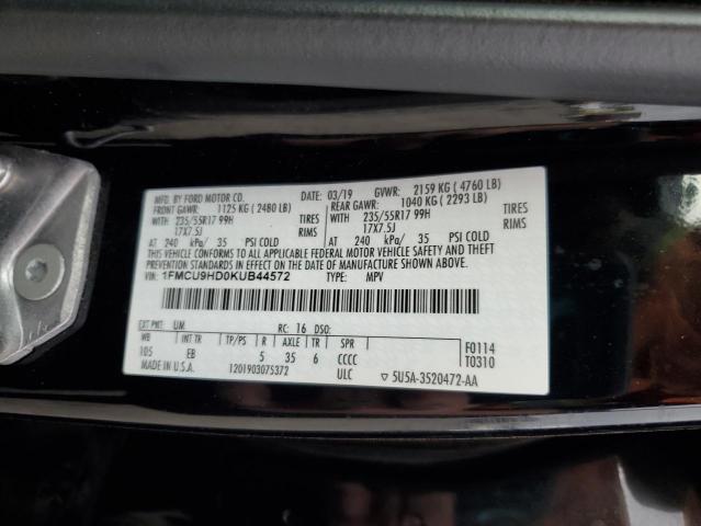 1FMCU9HD0KUB44572 - 2019 FORD ESCAPE SEL Siyah fotoğraf 14