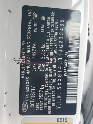 5XXGT4L31JG233436 - 2018 KIA OPTIMA LX WHITE photo 12