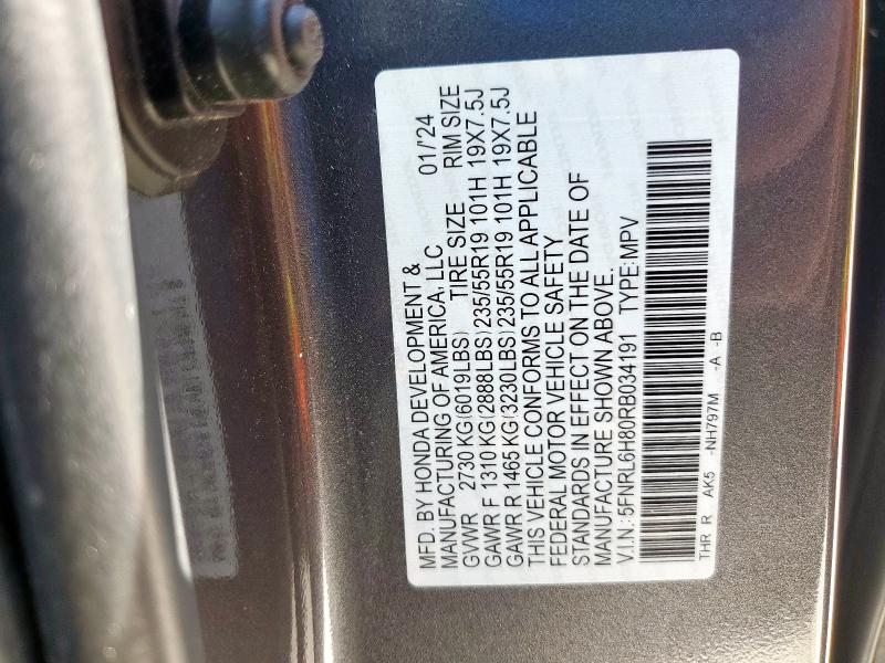 5FNRL6H80RB034191 - 2024 HONDA ODYSSEY TOURING Boz foto 14