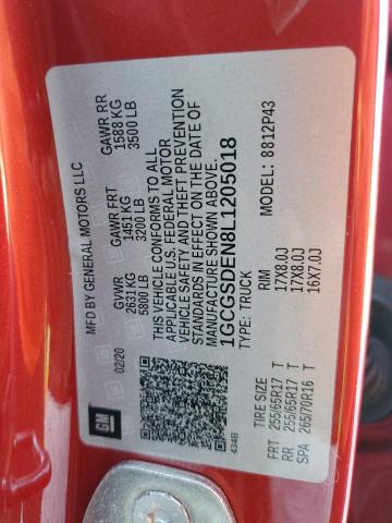 1GCGSDEN8L1205018 - 2020 CHEVROLET COLORADO Z71 BURGUNDY photo 12