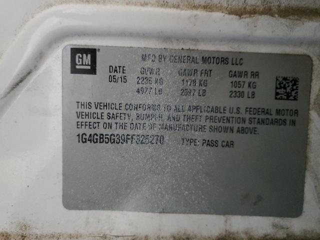 1G4GB5G39FF325270 - 2015 BUICK LACROSSE WHITE photo 12