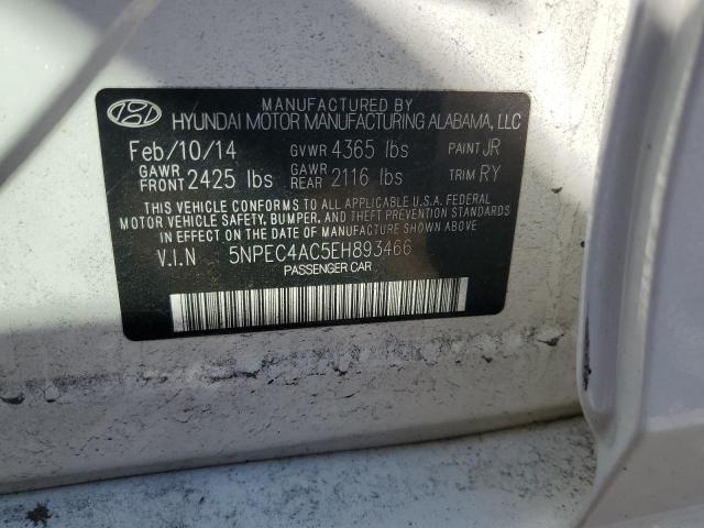 5NPEC4AC5EH893466 - 2014 HYUNDAI SONATA SE WHITE photo 12