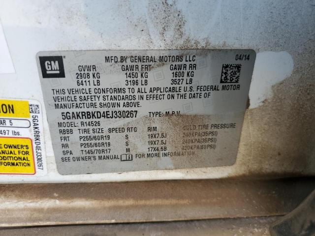 5GAKRBKD4EJ330267 - 2014 BUICK ENCLAVE WHITE photo 13