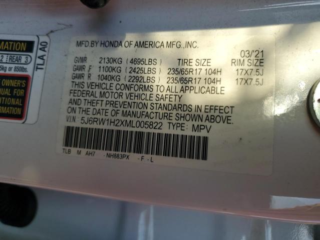 5J6RW1H2XML005822 - 2021 HONDA CR-V LX Ağ foto 13