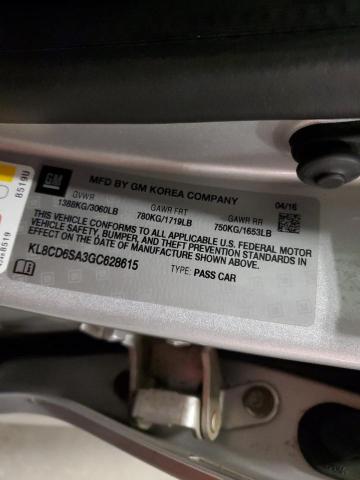 KL8CD6SA3GC628615 - 2016 CHEVROLET SPARK 1LT SILVER photo 12