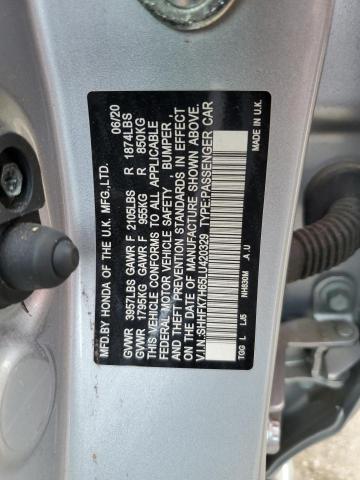 SHHFK7H65LU420329 - 2020 HONDA CIVIC EX Silber Foto 12