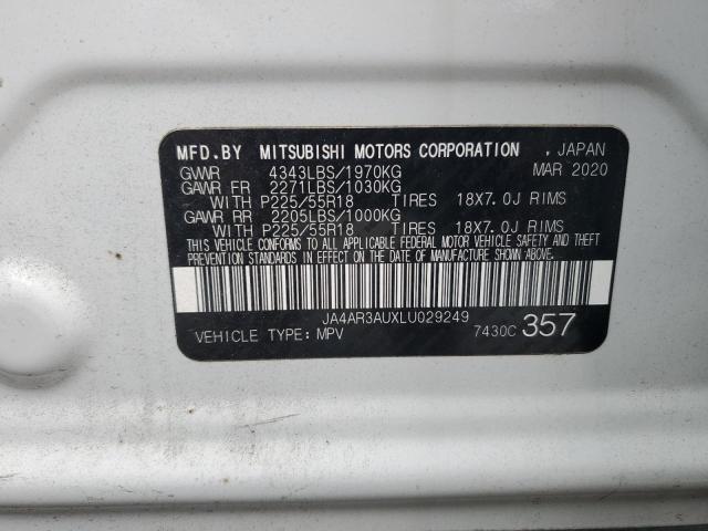 JA4AR3AUXLU029249 - 2020 MITSUBISHI OUTLANDER ES WHITE photo 13