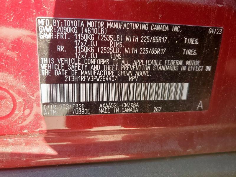 2T3H1RFV3PW264407 - 2023 TOYOTA RAV4 LE 红色 照片 14