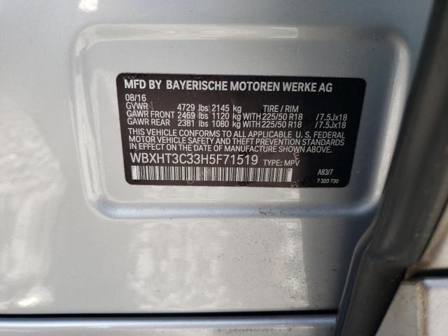 WBXHT3C33H5F71519 - 2017 BMW X1 XDRIVE28I SILVER photo 13