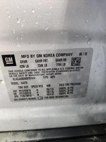 KL4CJASBXKB707414 - 2019 BUICK ENCORE PREFERRED SILVER photo 13