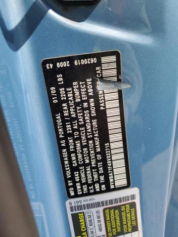 WVWBA71F49V022715 - 2009 VOLKSWAGEN EOS TURBO BLUE photo 12