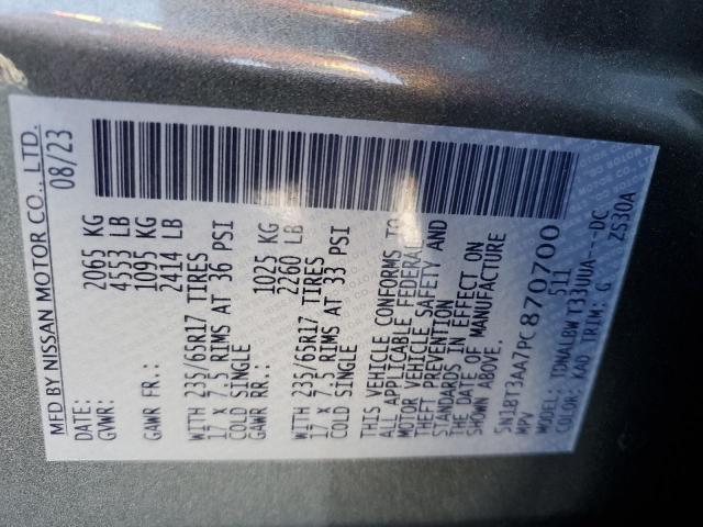 5N1BT3AA7PC870700 - 2023 NISSAN ROGUE S 灰色 照片 13