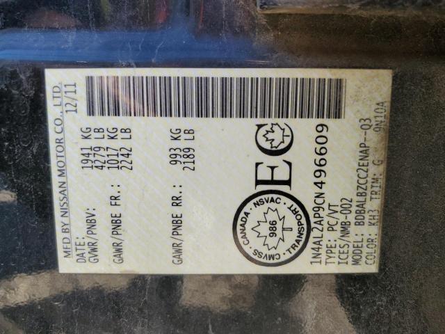 1N4AL2AP9CN496609 - 2012 NISSAN ALTIMA BASE Noir photo 13