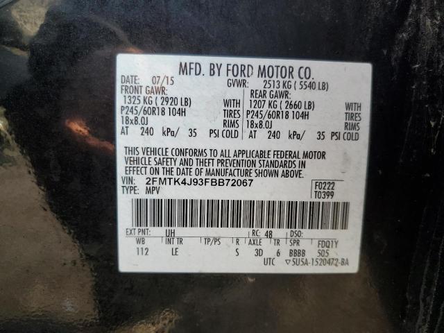 2FMTK4J93FBB72067 - 2015 FORD EDGE SEL CHARCOAL photo 13