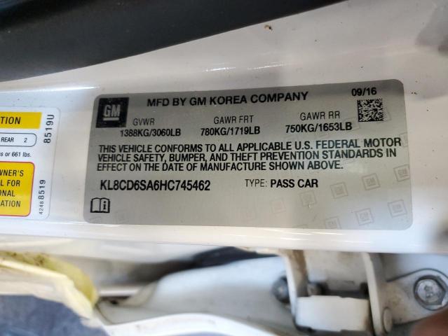 KL8CD6SA6HC745462 - 2017 CHEVROLET SPARK 1LT WHITE photo 13