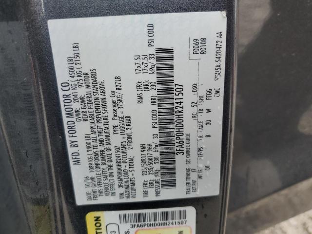 3FA6P0HD0HR241507 - 2017 FORD FUSION SE გრაფიტი ფოტო 13