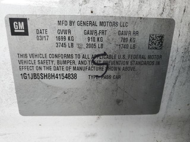 1G1JB5SH8H4154838 - 2017 CHEVROLET SONIC LS 白色 照片 12