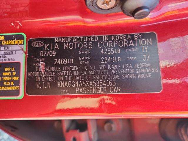 KNAGG4A8XA5384165 - 2010 KIA OPTIMA LX RED photo 13