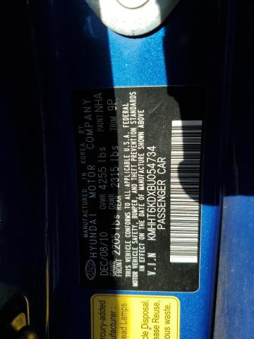 KMHHT6KDXBU054734 - 2011 HYUNDAI GENESIS CO 2.0T BLUE photo 12