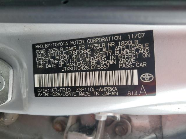 JTKKU10428J015667 - 2008 TOYOTA SCION XD 银色 照片 12