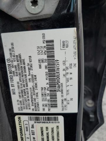 3FA6P0HD0LR161519 - 2020 FORD FUSION SE შავი ფოტო 13