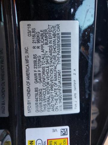 1HGCV1F31JA133451 - 2018 HONDA ACCORD SPORT Қара фото 13