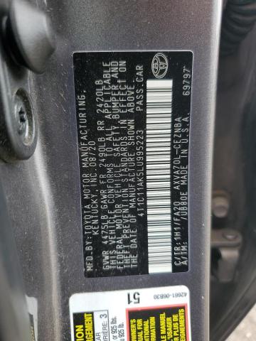 4T1C11AK5LU995223 - 2020 TOYOTA CAMRY LE SILVER photo 12