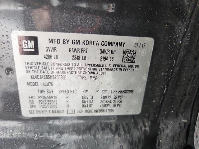 KL4CJASB5HB250360 - 2017 BUICK ENCORE PREFERRED GRAY photo 12