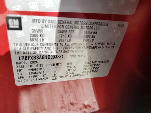 LRBFXBSA6HD093231 - 2017 BUICK ENVISION ESSENCE BURGUNDY photo 13
