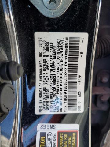 1HGFA16888L002262 - 2008 HONDA CIVIC EX BLACK photo 12