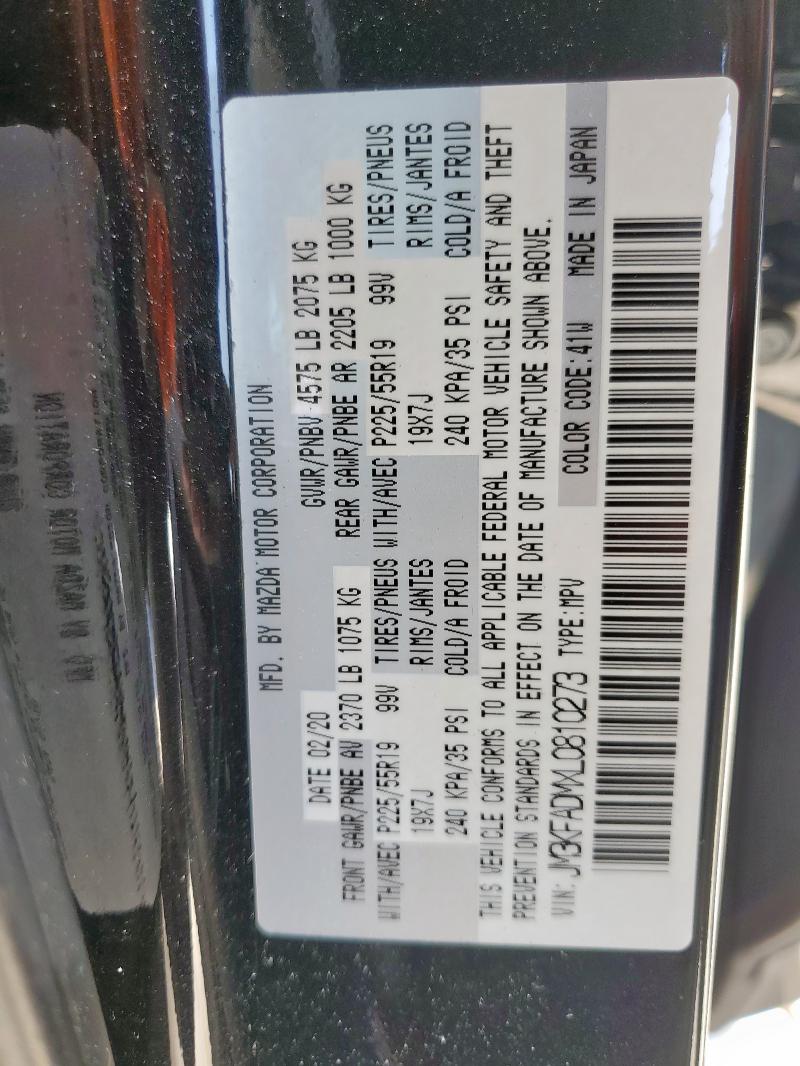 JM3KFADMXL0810273 - 2020 MAZDA CX-5 GRAND TOURING BLACK photo 14