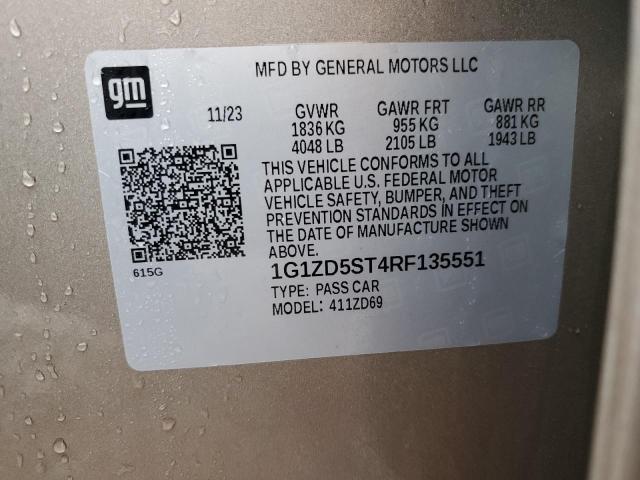 1G1ZD5ST4RF135551 - 2024 CHEVROLET MALIBU LT Brązowy zdjęcie 12