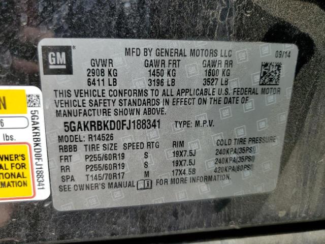 5GAKRBKD0FJ188341 - 2015 BUICK ENCLAVE BLACK photo 13