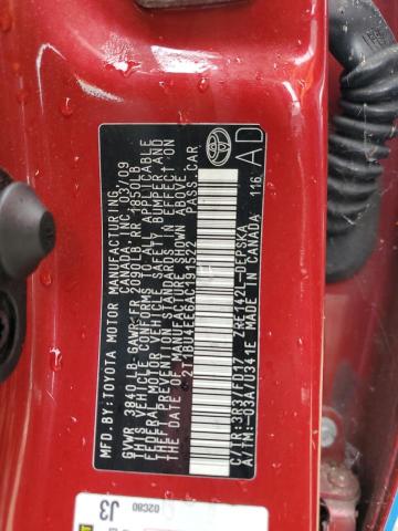 2T1BU4EE6AC191522 - 2010 TOYOTA COROLLA BASE Blau Foto 12