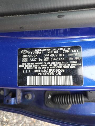 KMHLN4AJ4PU036589 - 2023 HYUNDAI ELANTRA LIMITED BLUE photo 12