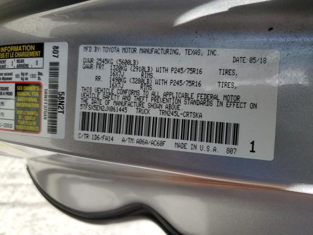 5TFSX5EN2JX061445 - 2018 TOYOTA TACOMA ACCESS CAB Күміс фото 13