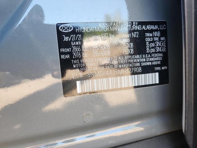 5NMS64AJ3MH327908 - 2021 HYUNDAI SANTA FE SEL 灰色 照片 12