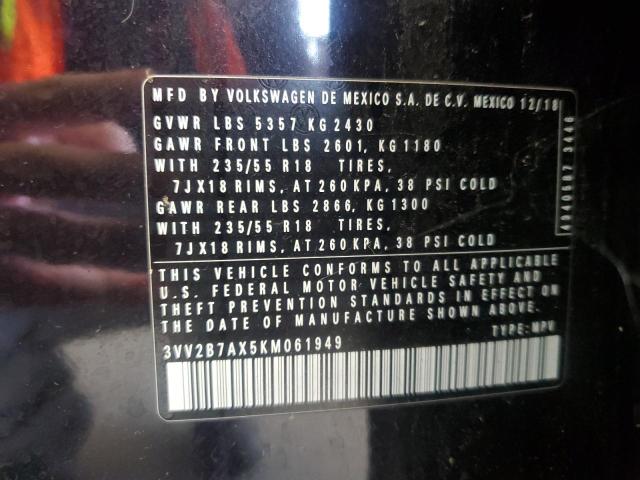 3VV2B7AX5KM061949 - 2019 VOLKSWAGEN TIGUAN SE Қара фото 13