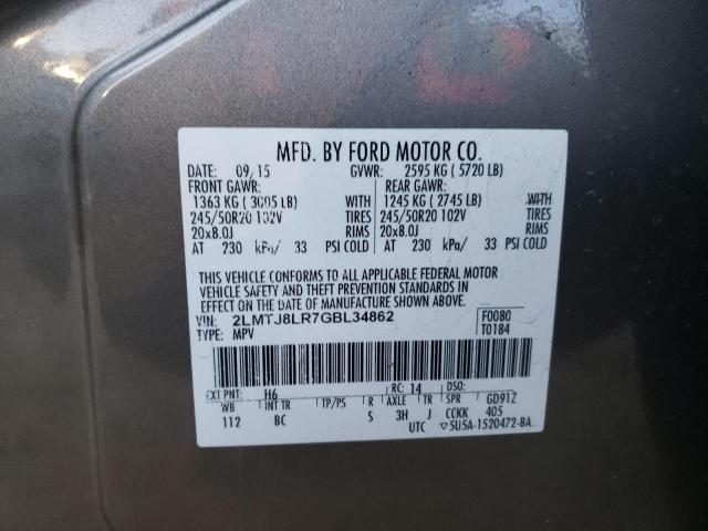 2LMTJ8LR7GBL34862 - 2016 LINCOLN MKX RESERVE 灰色 照片 12