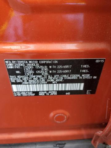 JTMRFREV5FD123969 - 2015 TOYOTA RAV4 XLE Orange photo 13