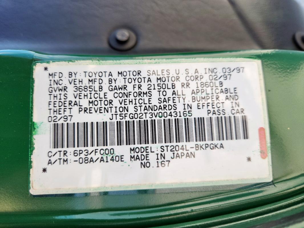 JT5FG02T3V0043165 - 1997 TOYOTA CELICA GT Yaşıl foto 12