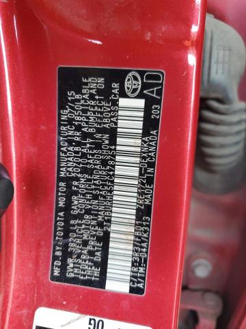 2T1BURHE5FC478754 - 2015 TOYOTA COROLLA L RED photo 12