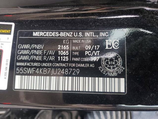 55SWF4KB7JU248729 - 2018 MERCEDES-BENZ C 300 4MATIC BLACK photo 12