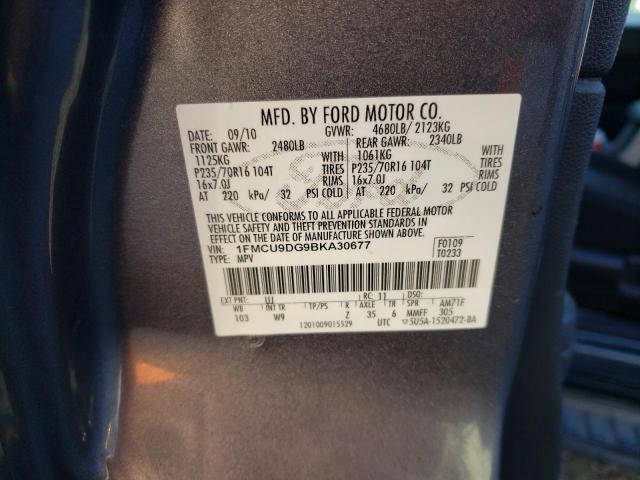 1FMCU9DG9BKA30677 - 2011 FORD ESCAPE XLT GRAY photo 13