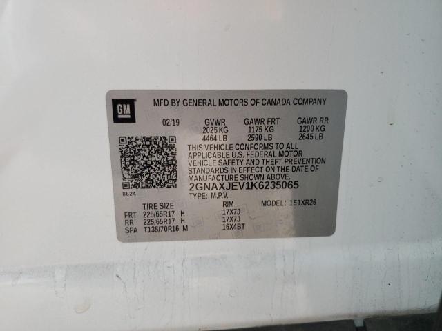 2GNAXJEV1K6235065 - 2019 CHEVROLET EQUINOX LT 白色 照片 14