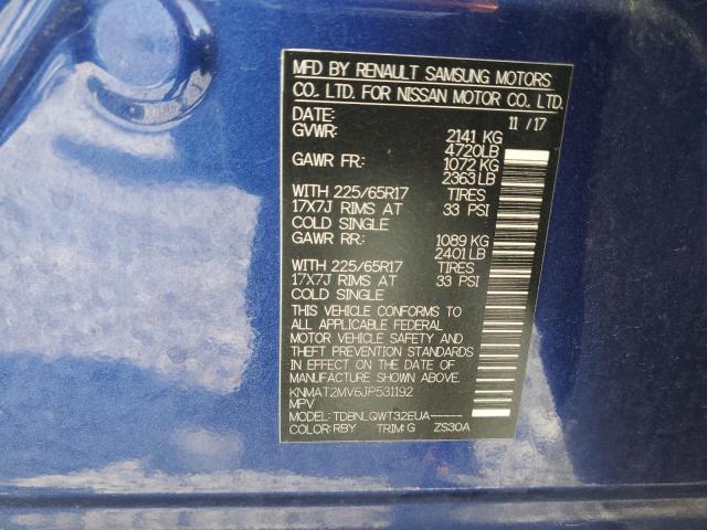 KNMAT2MV6JP531192 - 2018 NISSAN ROGUE S 蓝色 照片 13