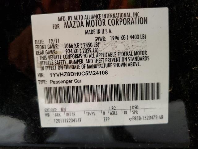 1YVHZ8DH0C5M24108 - 2012 MAZDA 6 I BLACK photo 12